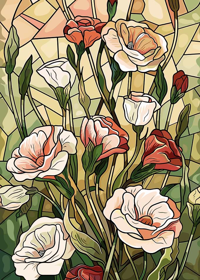 Stained Glass Floral Arrangement