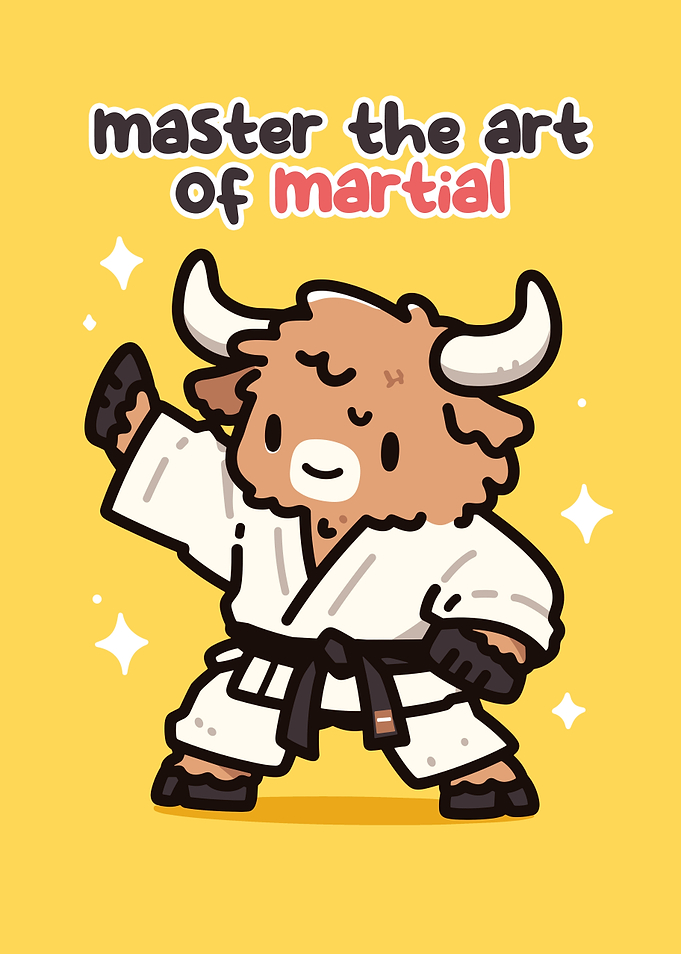 Cute Bull in Martial Arts Gi