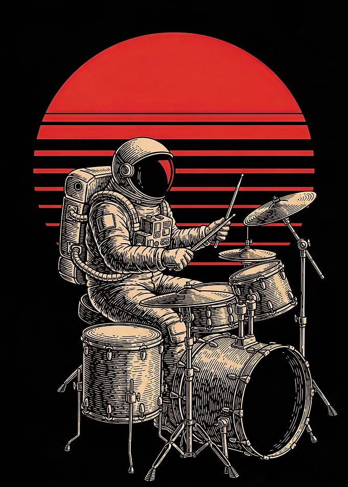 Astronaut Playing Drums