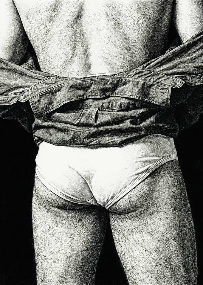 Man In White Briefs Drawing