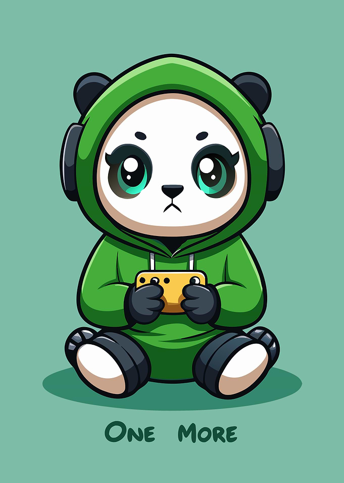 Cute Panda Gamer with Headphones