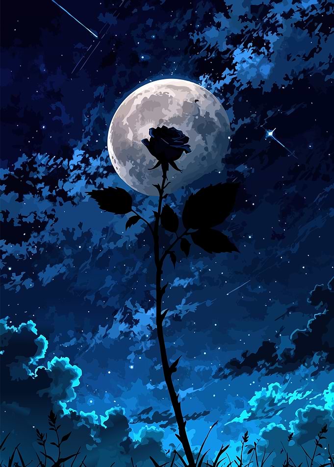 Black Rose Under the Moon