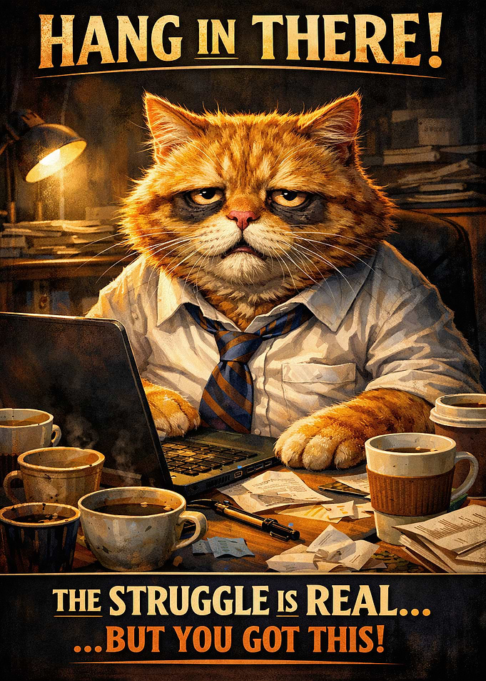 Meme Absurd Cat Working Hard