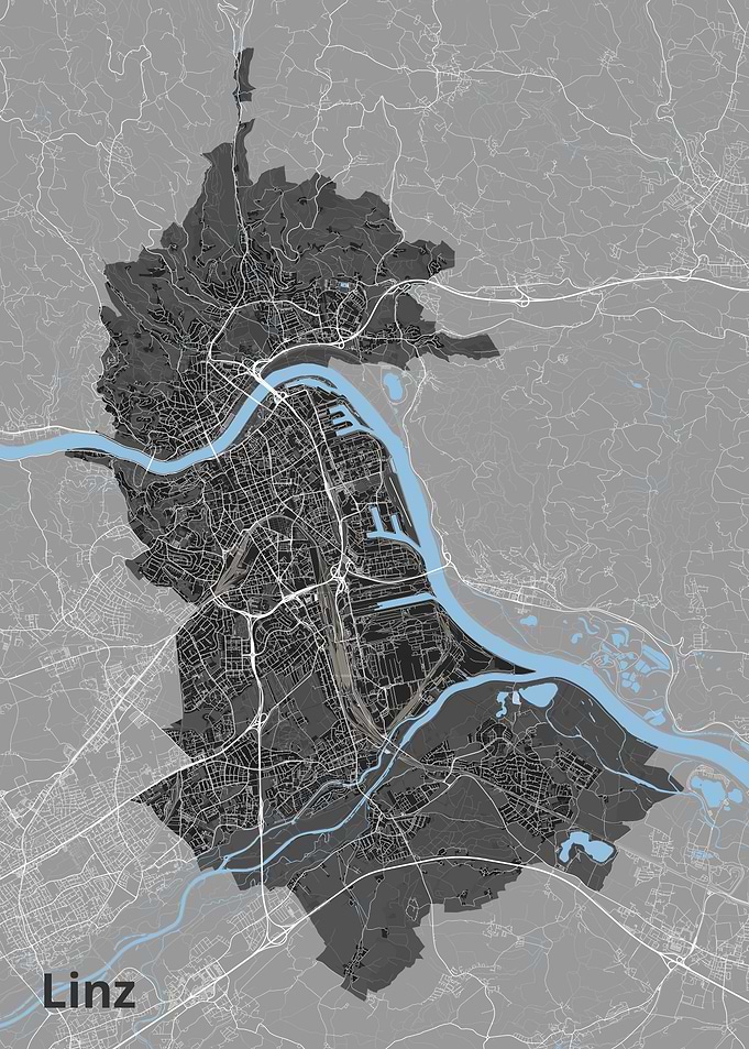 Map of Linz, Austria