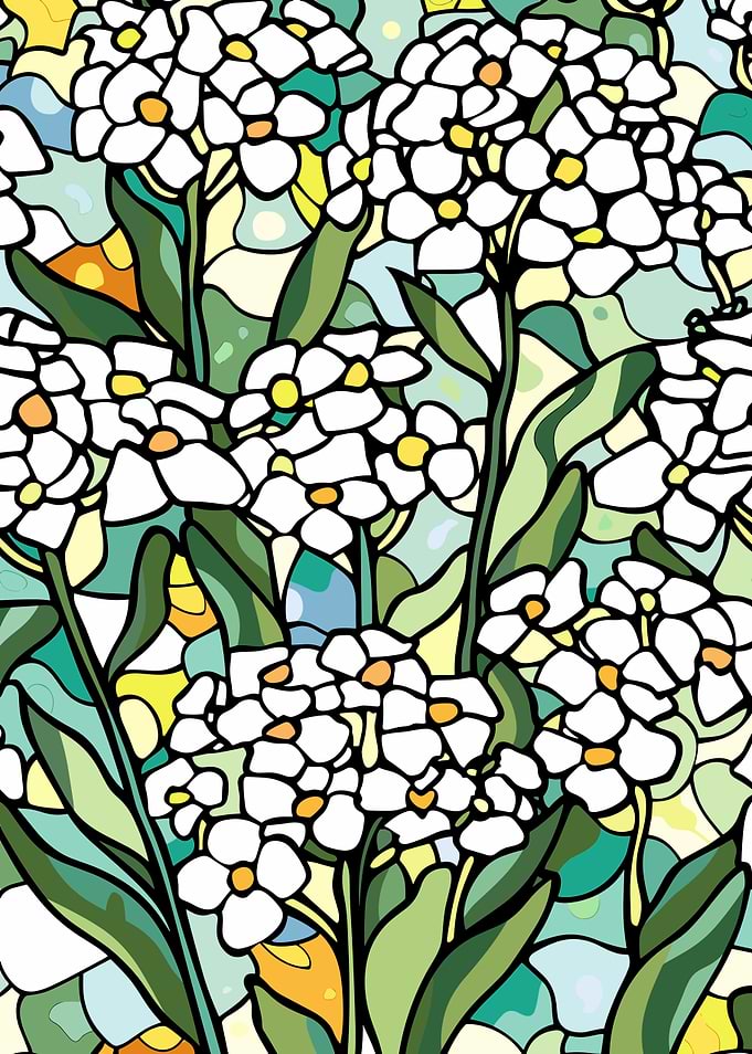 Stained Glass Forget-Me-Nots