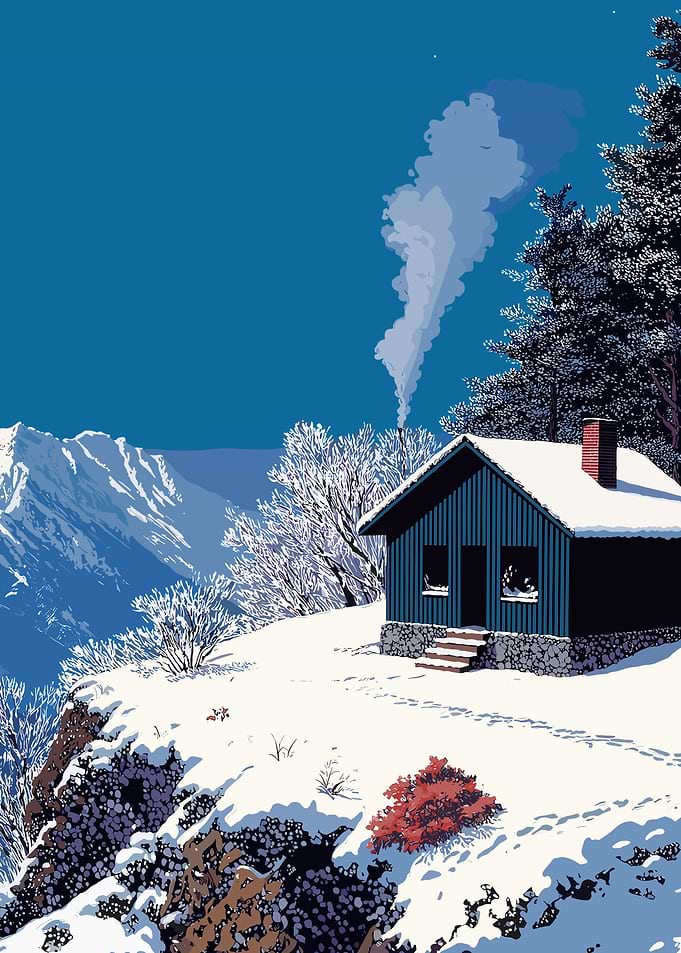 Cozy Cabin in Snowy Mountains