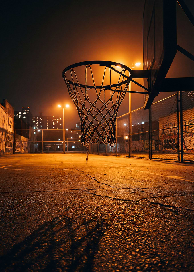 Nighttime Basketball Court