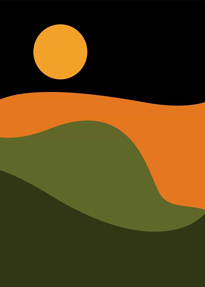 Abstract Landscape with Orange Sun