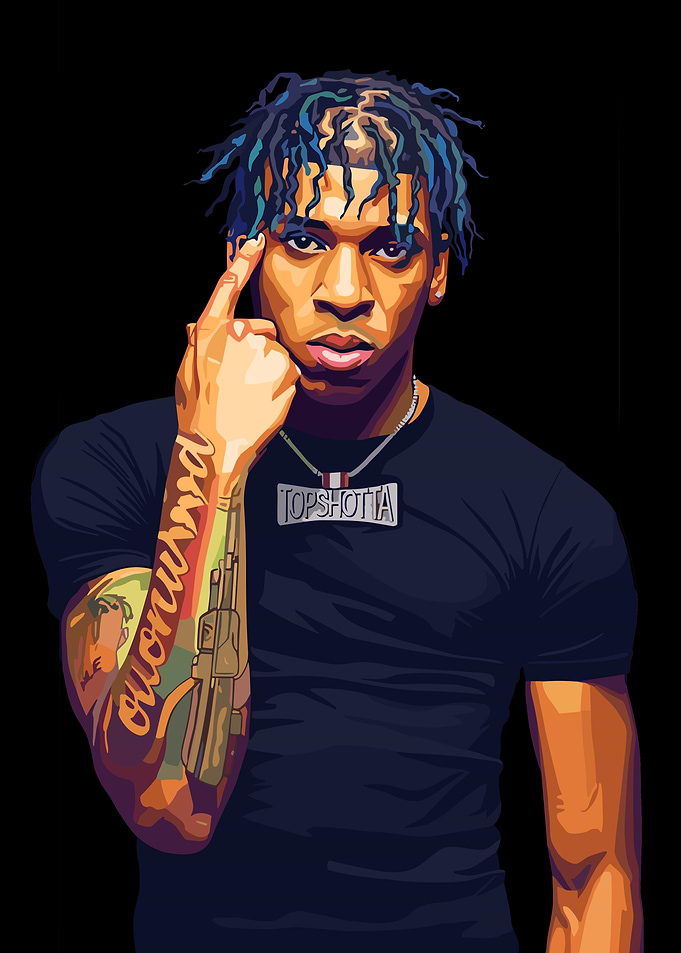 Rapper NLE Choppa with 'TOP SHOTTA' necklace