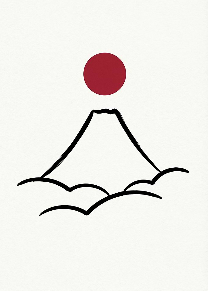 Minimalist Mount Fuji and Sun