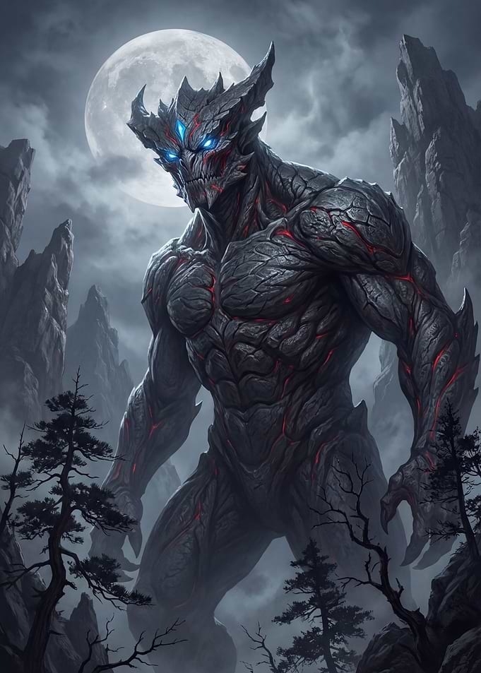 Dark Fantasy Monster Under the Moon