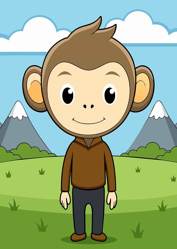 Cute Cartoon Monkey Character