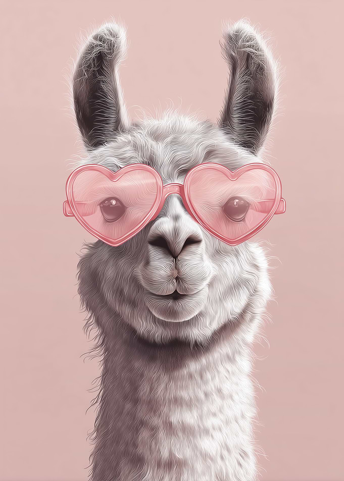 Llama Wearing Heart Sunglasses
