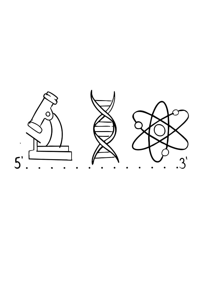 Science Icons: Microscope, DNA, Atom