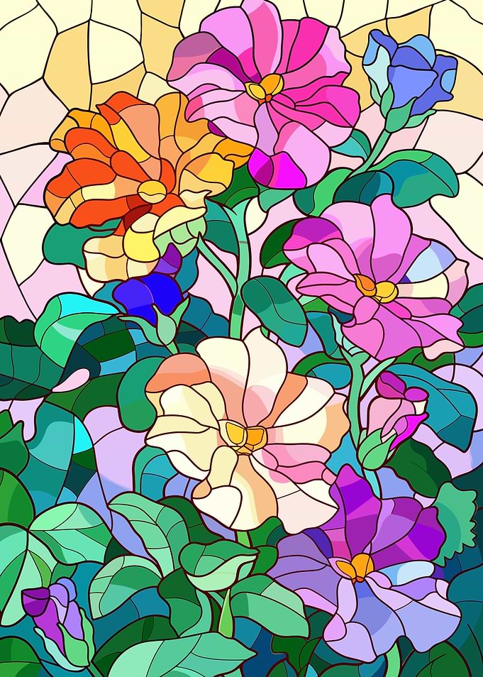 Stained Glass Floral Arrangement