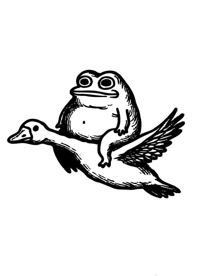 Frog Riding a Duck