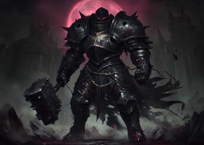 Dark Knight with Spiked Hammer