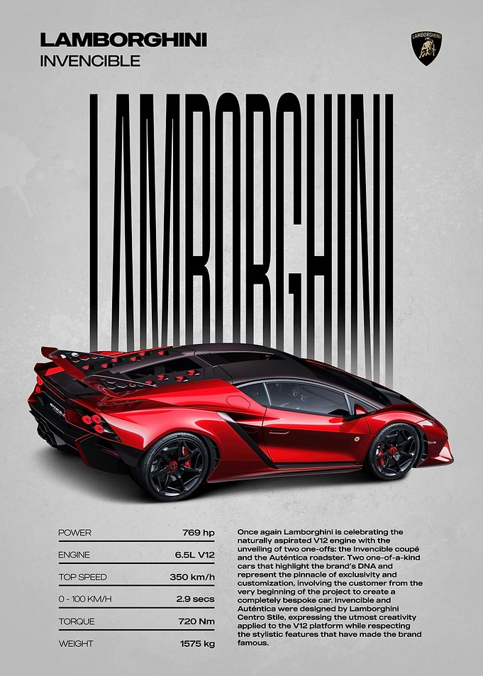 Lamborghini Invencible Car Poster