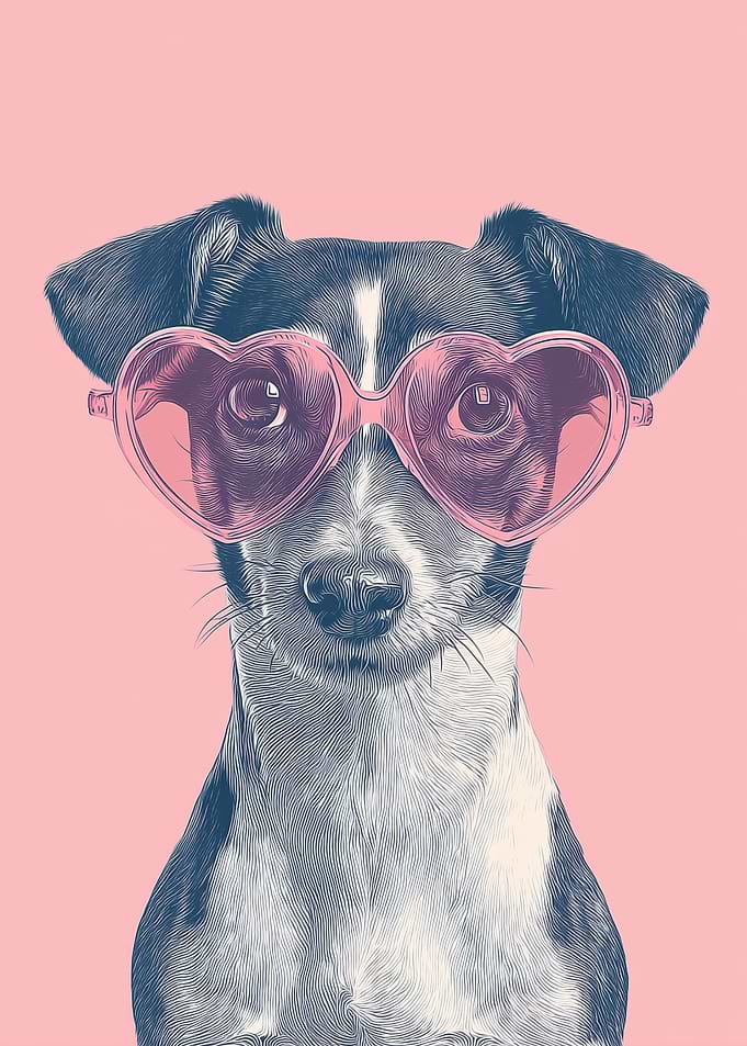 Dog Wearing Heart Sunglasses