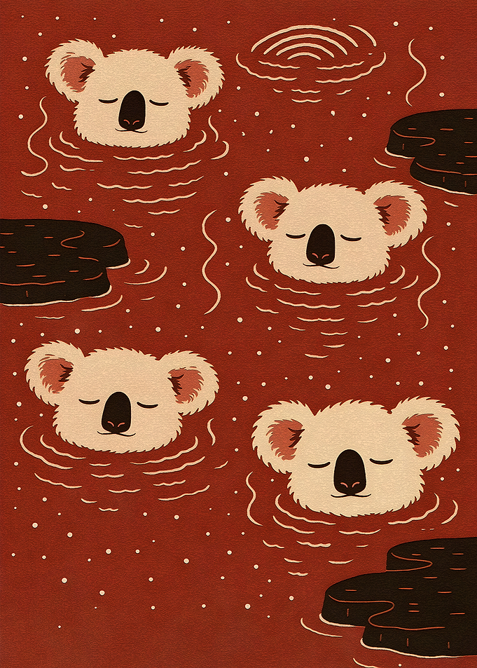 Cute Koalas Relaxing in Water