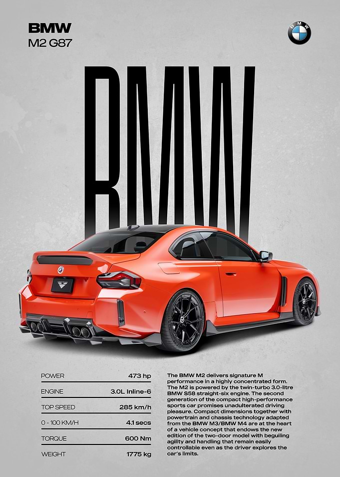 BMW M2 G87 Performance Poster