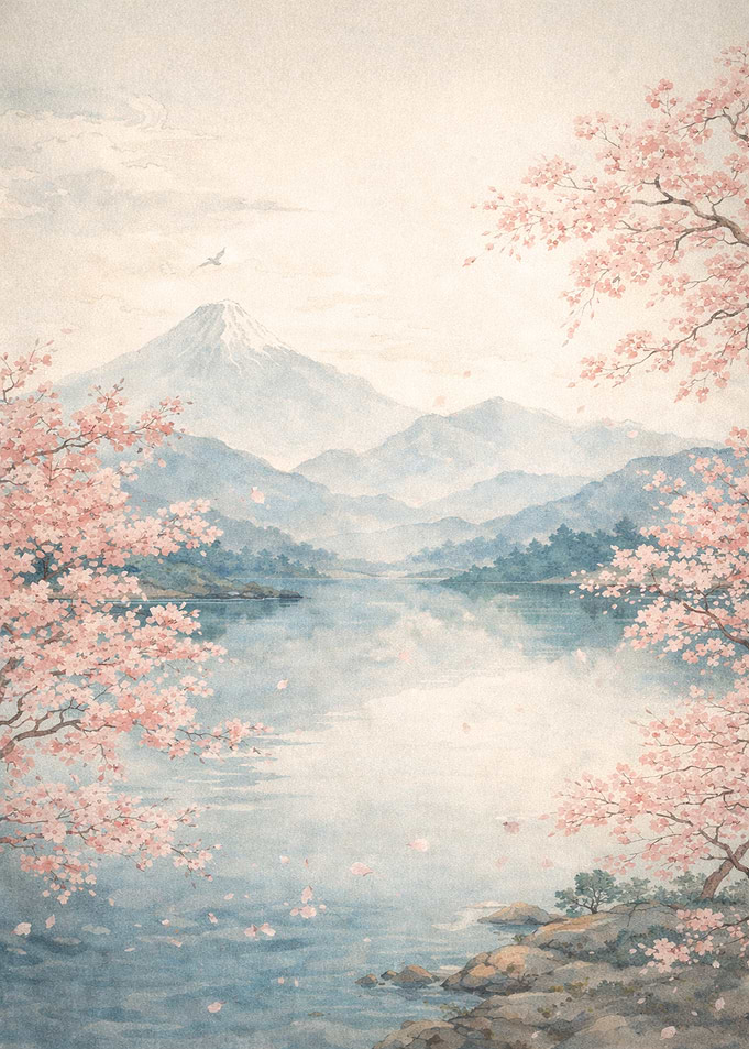Mount Fuji with Cherry Blossoms