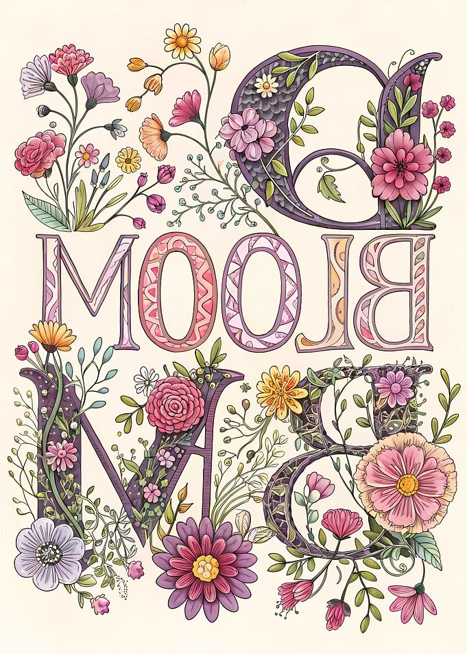 Floral Bloom Text Art