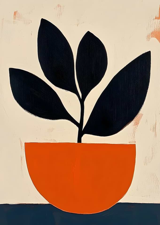 Abstract Plant in Orange Pot