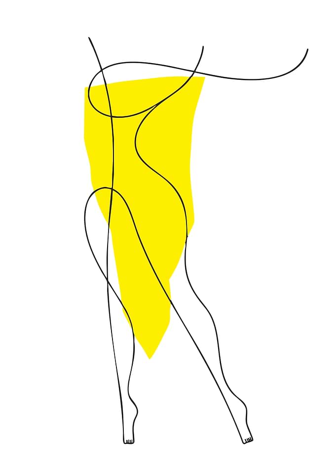 Abstract Line Art of Dancer in Yellow