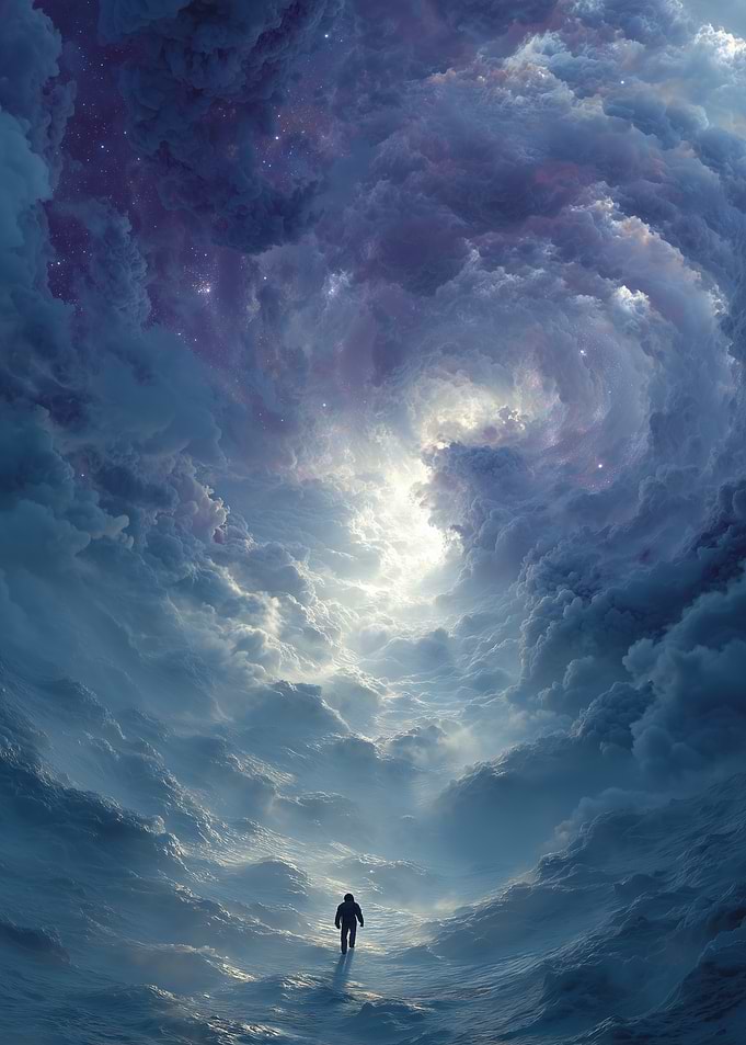 Astronaut in a Cosmic Swirl