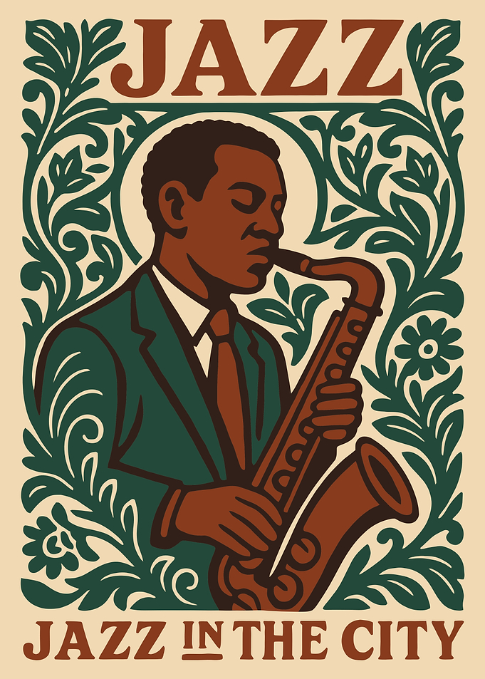 Jazz Musician Playing Saxophone Poster
