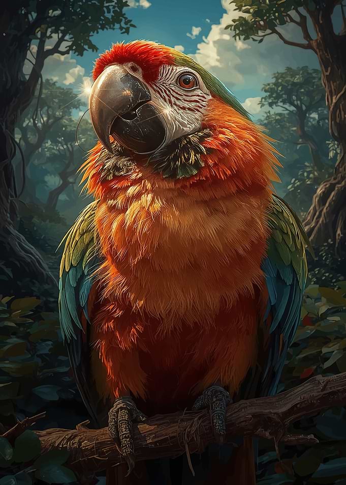 Vibrant Macaw Parrot in Lush Forest