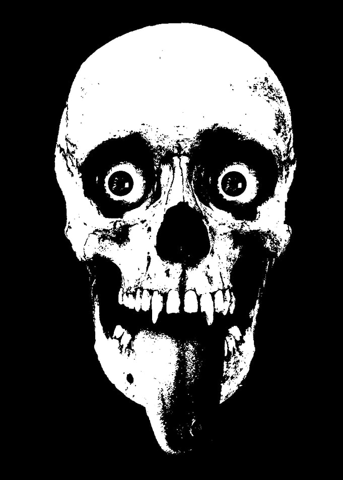 Scary Skull with Wide Eyes and Tongue