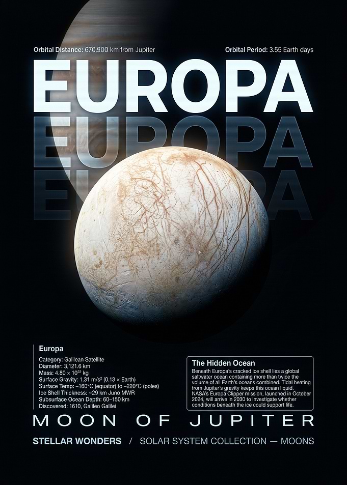 Europa Moon of Jupiter Poster
