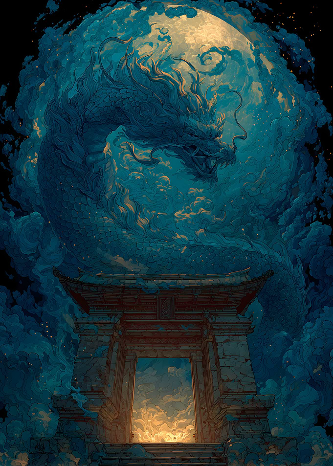 Dragon Over Torii Gate