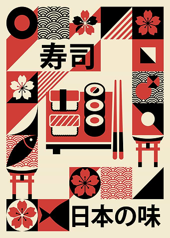 Modern Japanese Sushi Geometric Art