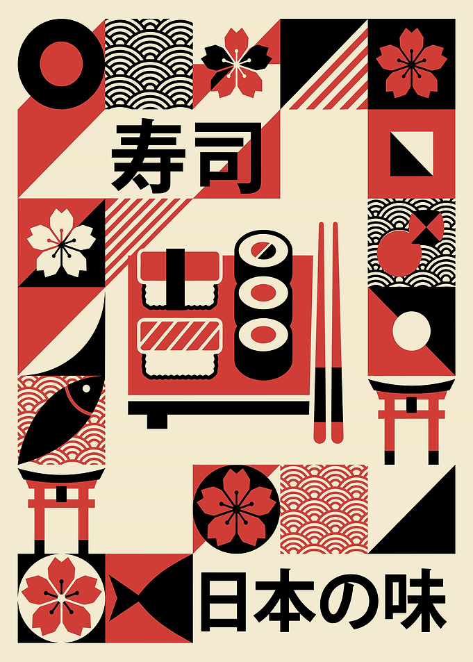 Modern Japanese Sushi Geometric Art