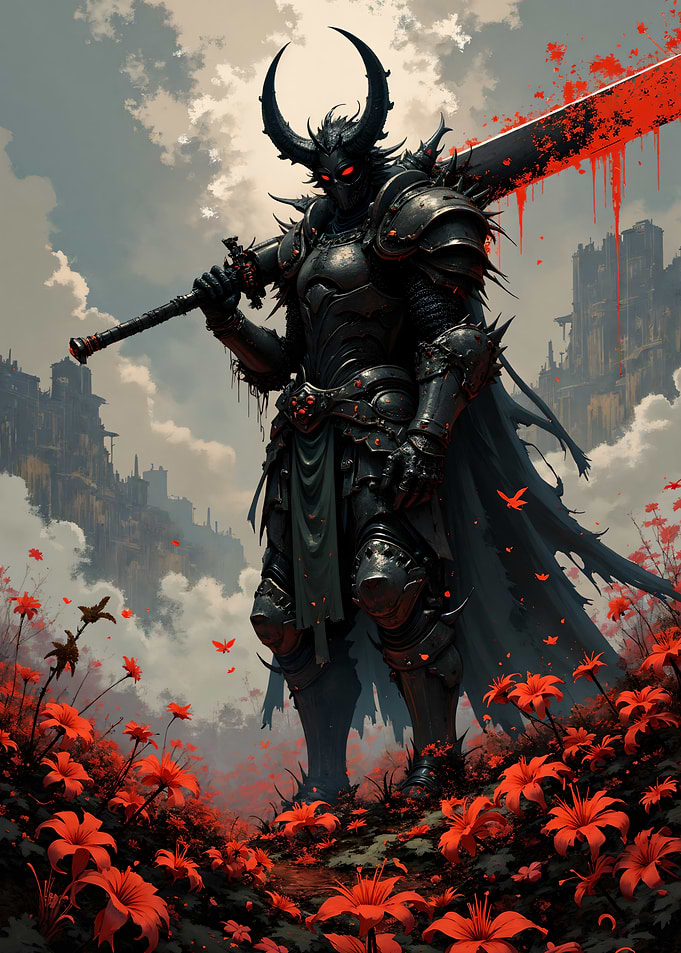 Dark Knight with Bloody Sword