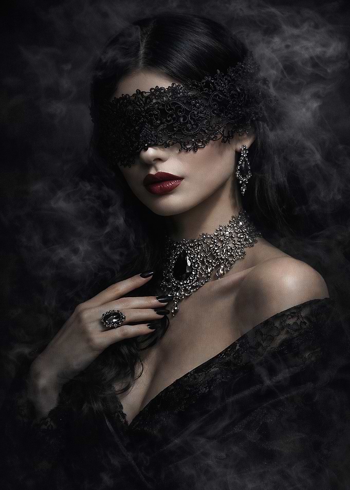 Gothic Woman in Black Lace