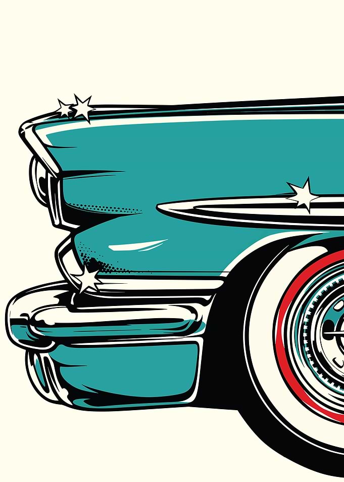 Retro Teal Car Detail