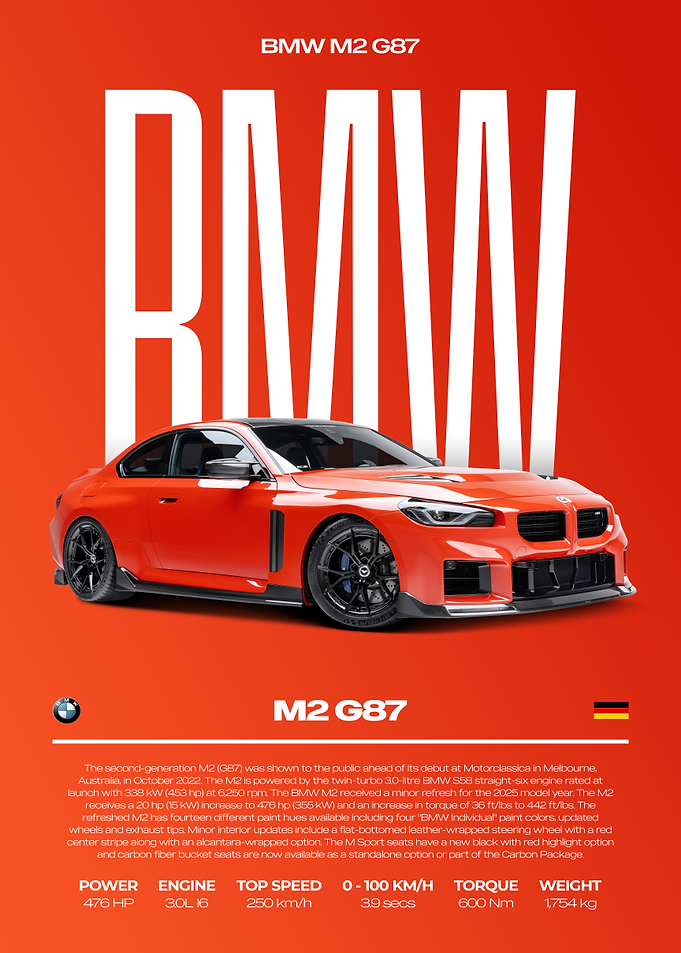 BMW M2 G87 Car Poster
