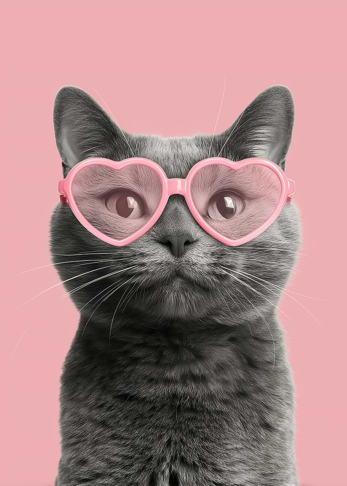 Cat Wearing Heart Sunglasses