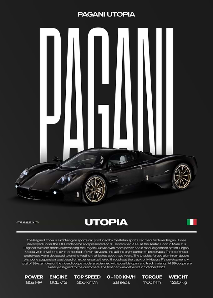Pagani Utopia Hypercar Car Poster