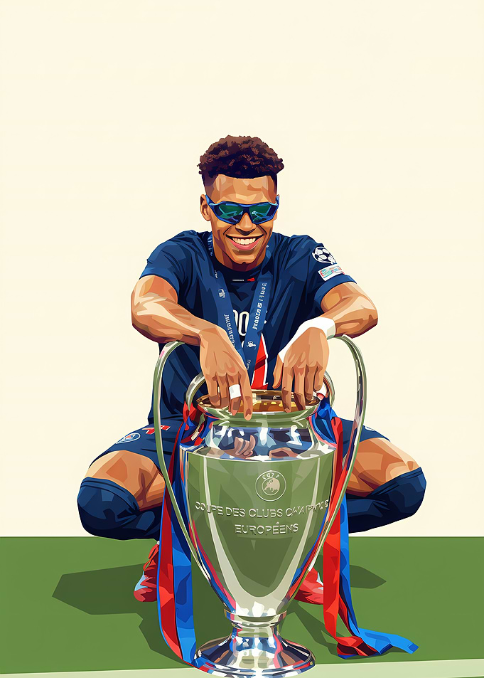 Football Player with Trophy