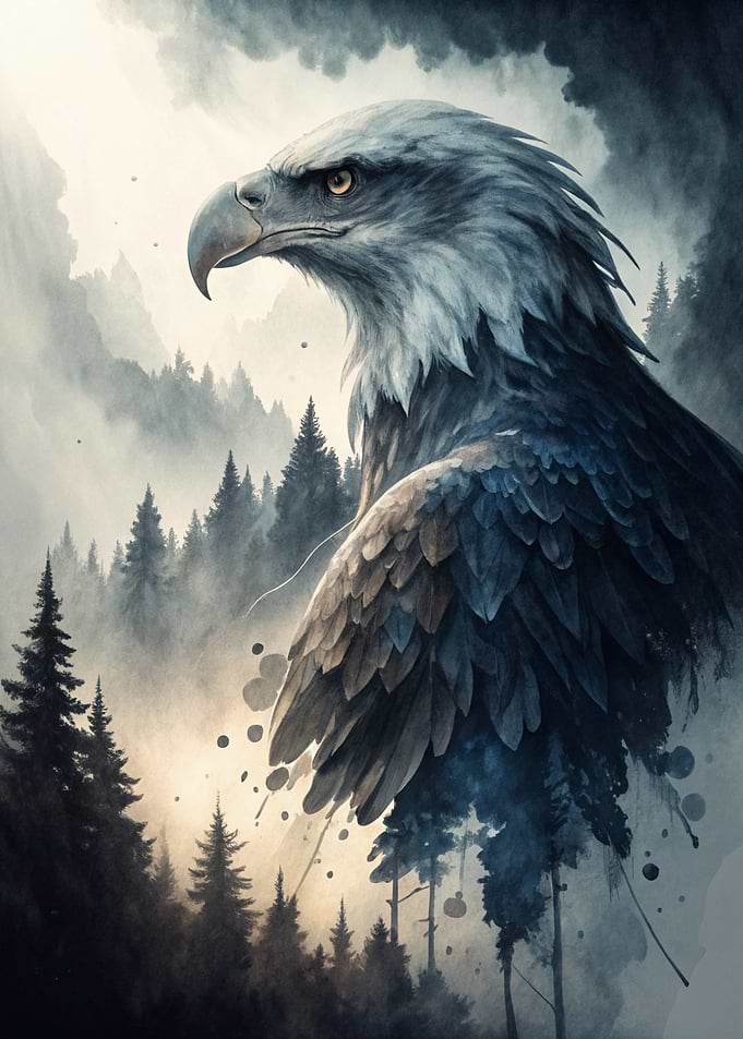 Majestic Eagle in Misty Forest