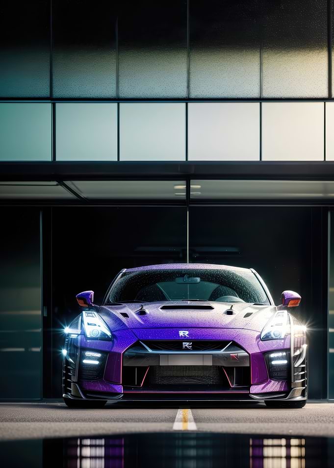 Purple Nissan GT-R in Garage
