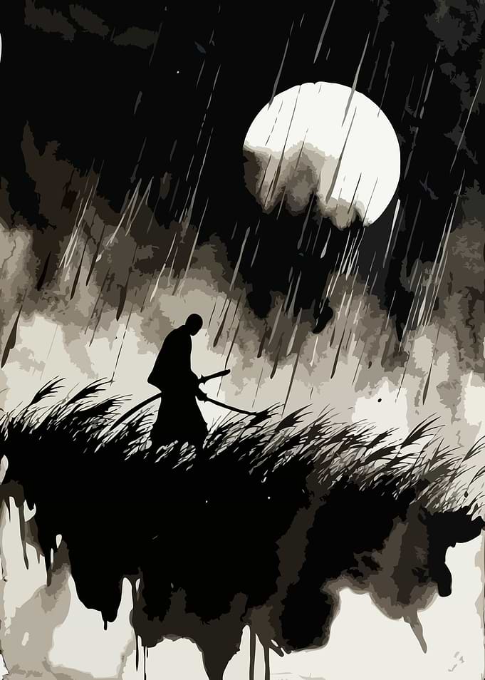 Samurai in the Ink Smoke