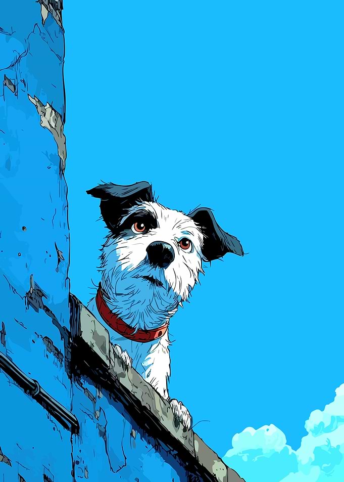 Dog peeking over a ledge