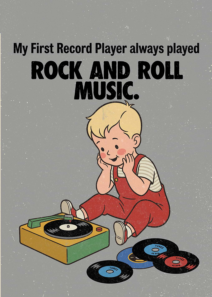 Boy Listening to Rock and Roll Music