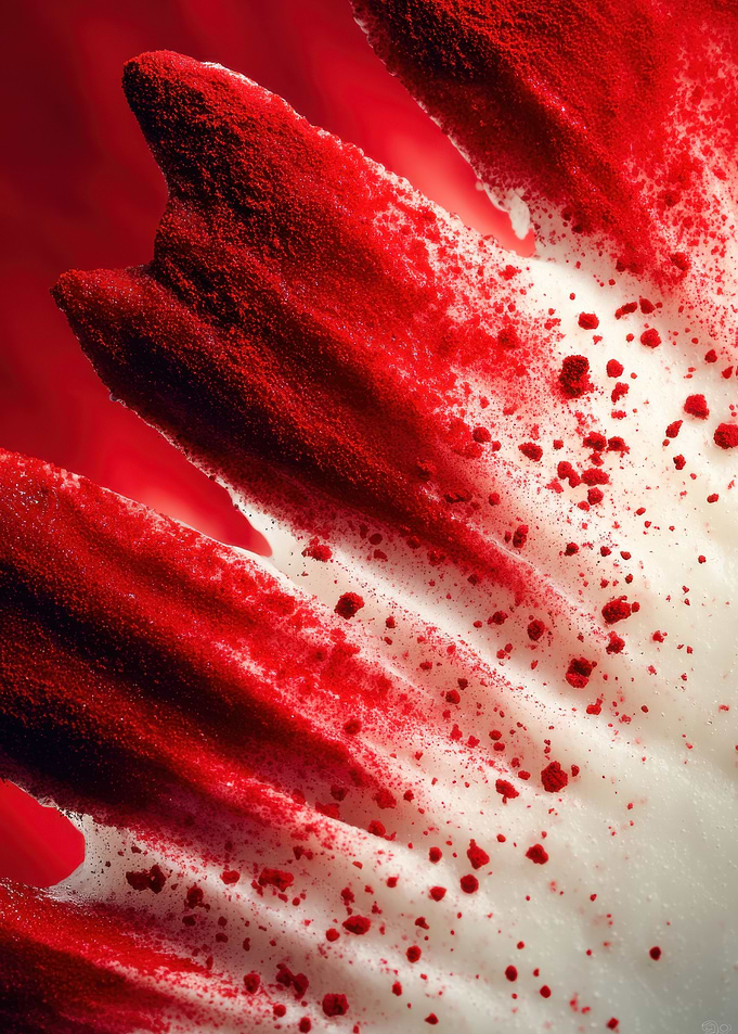 Red Powder on White Petals